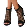 New Style Fashion Women's Black Heel Mesh Boots Sandals Shoes New Fish Mouth Hollow Breathable Increase Mesh Women's Heels Shoes