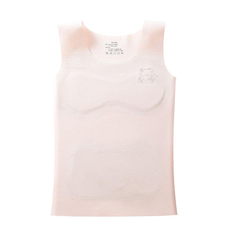 Autumn and winter German velvet girls' development period seamless thermal underwear students antibacterial belly vest girls with chest pads vest
