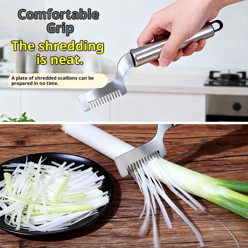 1Pc Stainless Steel Green Onion Cutter Shred Silk Knife Curved Cutter Head Design Food Speedy Chopper Kitchen Gadgets