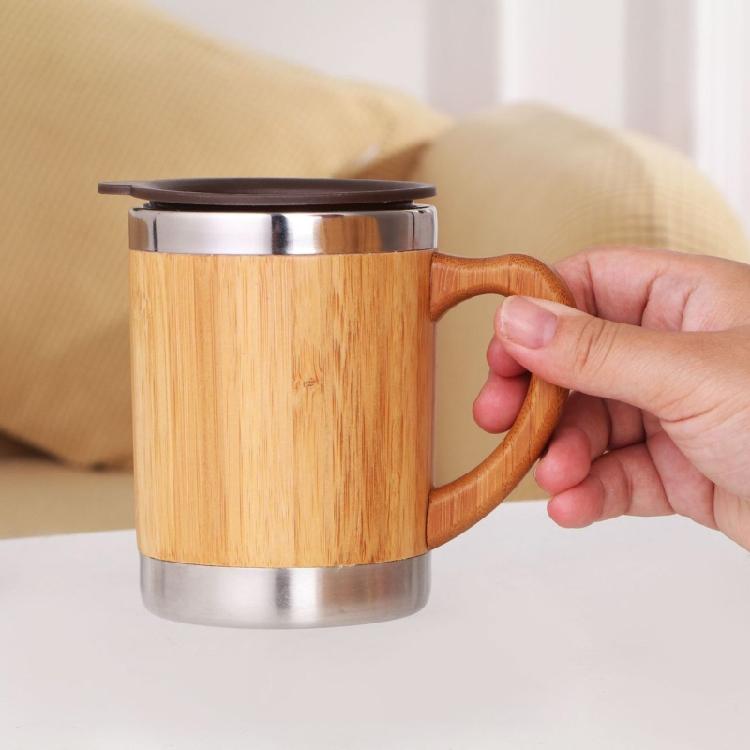 Bamboo Coffee Tea Cup Insulated Coffee Mug for Office Keeps Drinks Hot or Cold