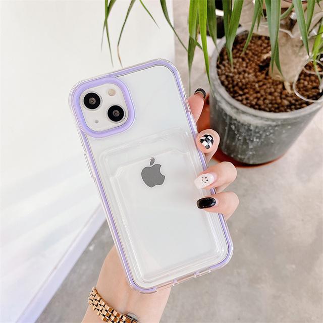 2 v 1 Priehľadné puzdro na telefón s priehradkou na karty, odolné voči nárazom, pre iPhone 13 11 12 Pro Max Xr Xs 14pro 12 13, mäkký priehľadný nárazník, zadný kryt