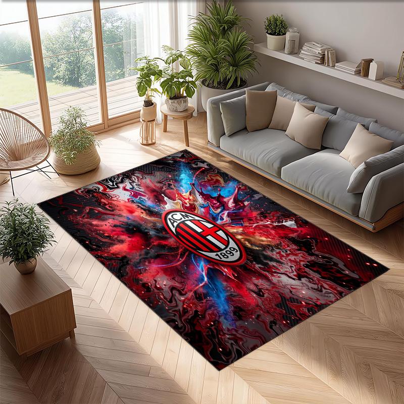 AC Milan Printed Flannel Area Rug Non Slip Soft Polyester Floor Carpet Indoor Decor Mat for Bedroom Living Room Sofa Game Room Home Decoration