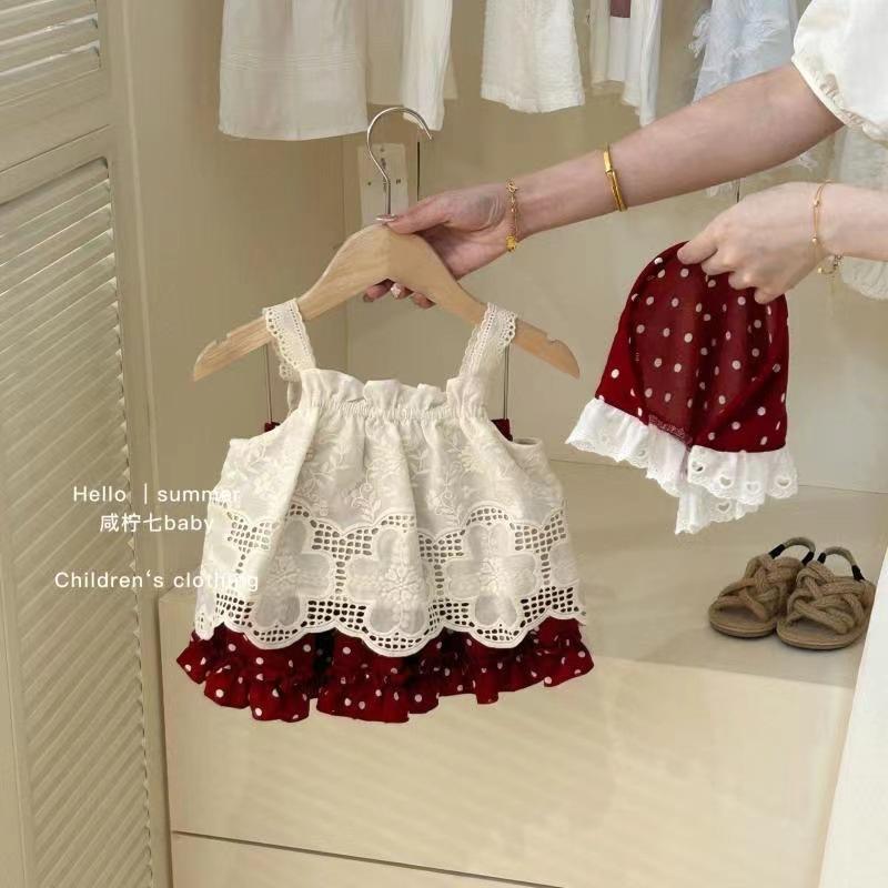 Summer Girls Colorful Polka Dot Spaghetti Strap Dress Baby Sleeveless Vest Skirt Fashionable