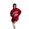 2026 Autumn/Winter Women's Long Sleeve Letter Print Loose Mid-Length Christmas Sweater Dress