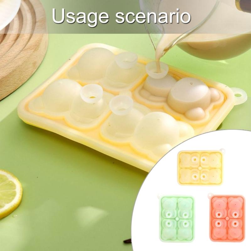 2 Pack Silicone Ice Tray Ice Cube Maker Bear Shape Silicone Ice Molds Ice Maker Silicone Ice Molds Suitable for Ice Cube