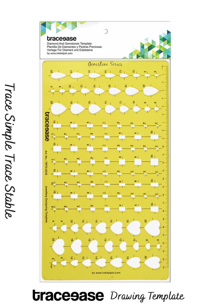 Traceease Multiple Pear / Baguette/ Hearts Gemstone Guide Jewelry Templates Drafting Tools Jewellery Designing Stencils
