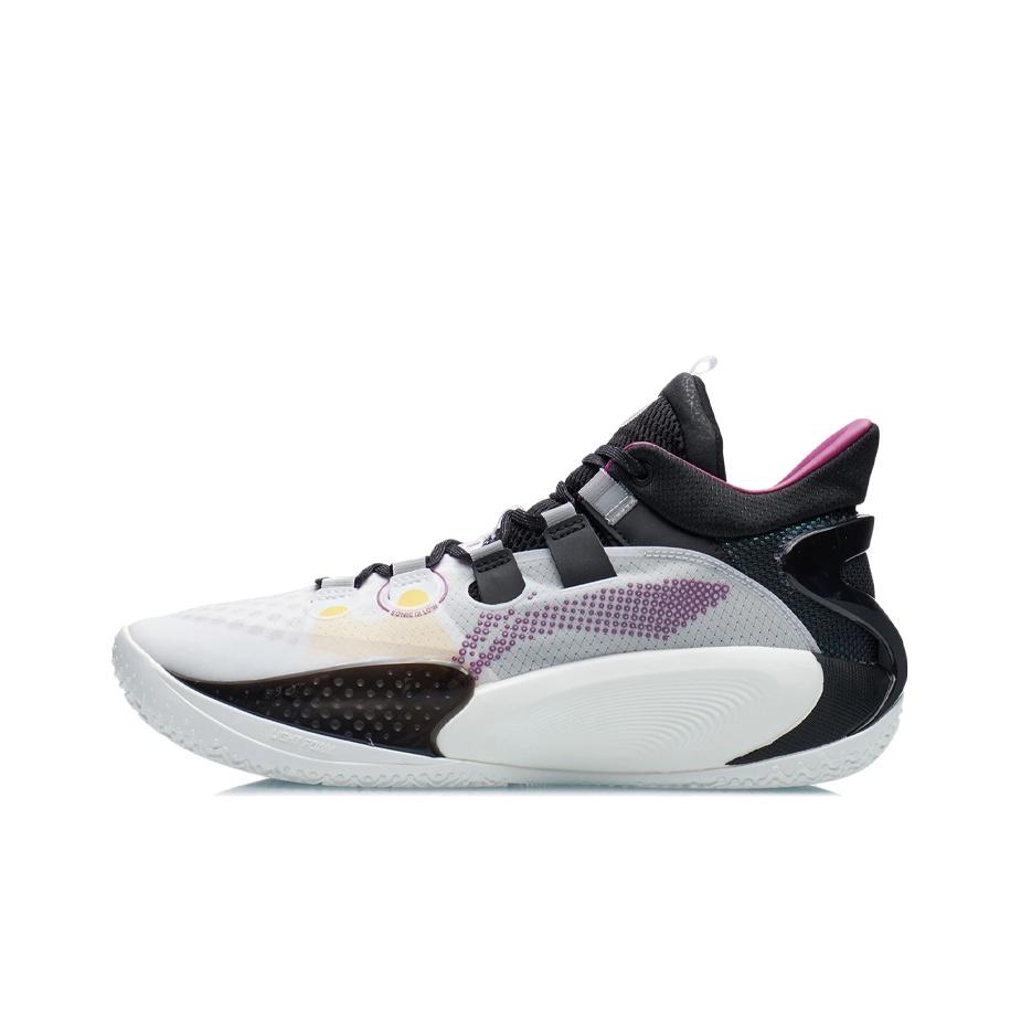 Li-Ning Sound Speed 9 Ανθεκτικά Αντιολισθητικά Μποτάκια Μπάσκετ Mid-Top Ανδρικά Αθλητικά Παπούτσια Λευκά Μαύρα ABAR039-1