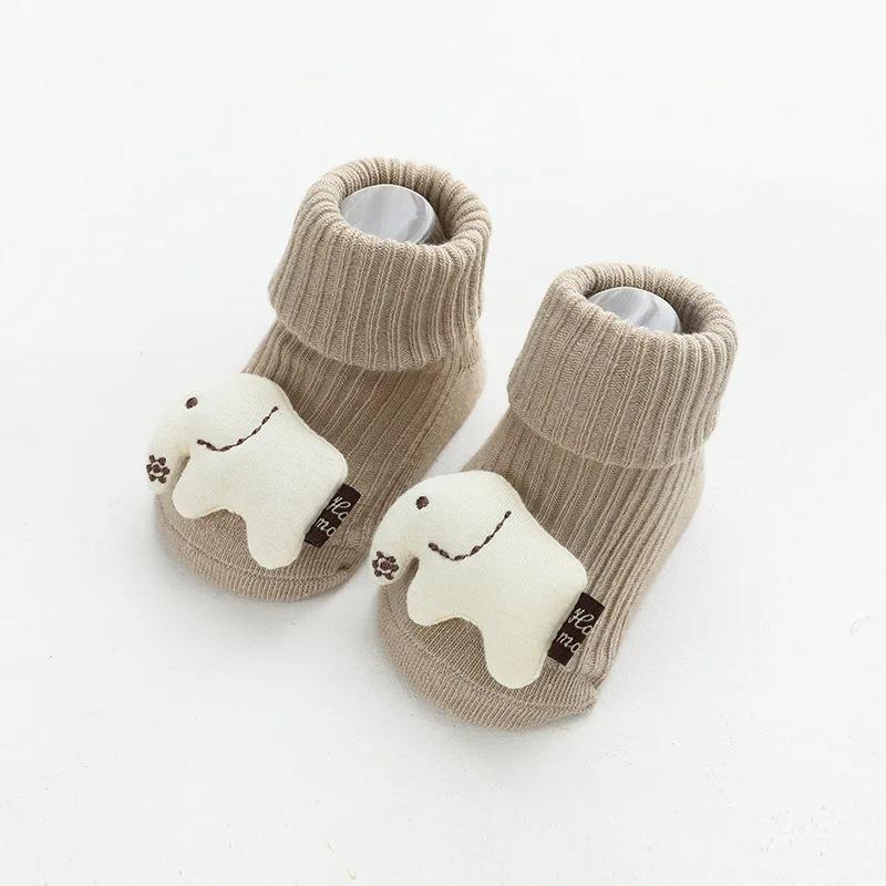 Cute Cartoon Animal Baby Socks Boys Girls Spring Autumn Soft Cotton Bear Cat Elephant Anti Slip Soled Newborn Toddler Socks New
