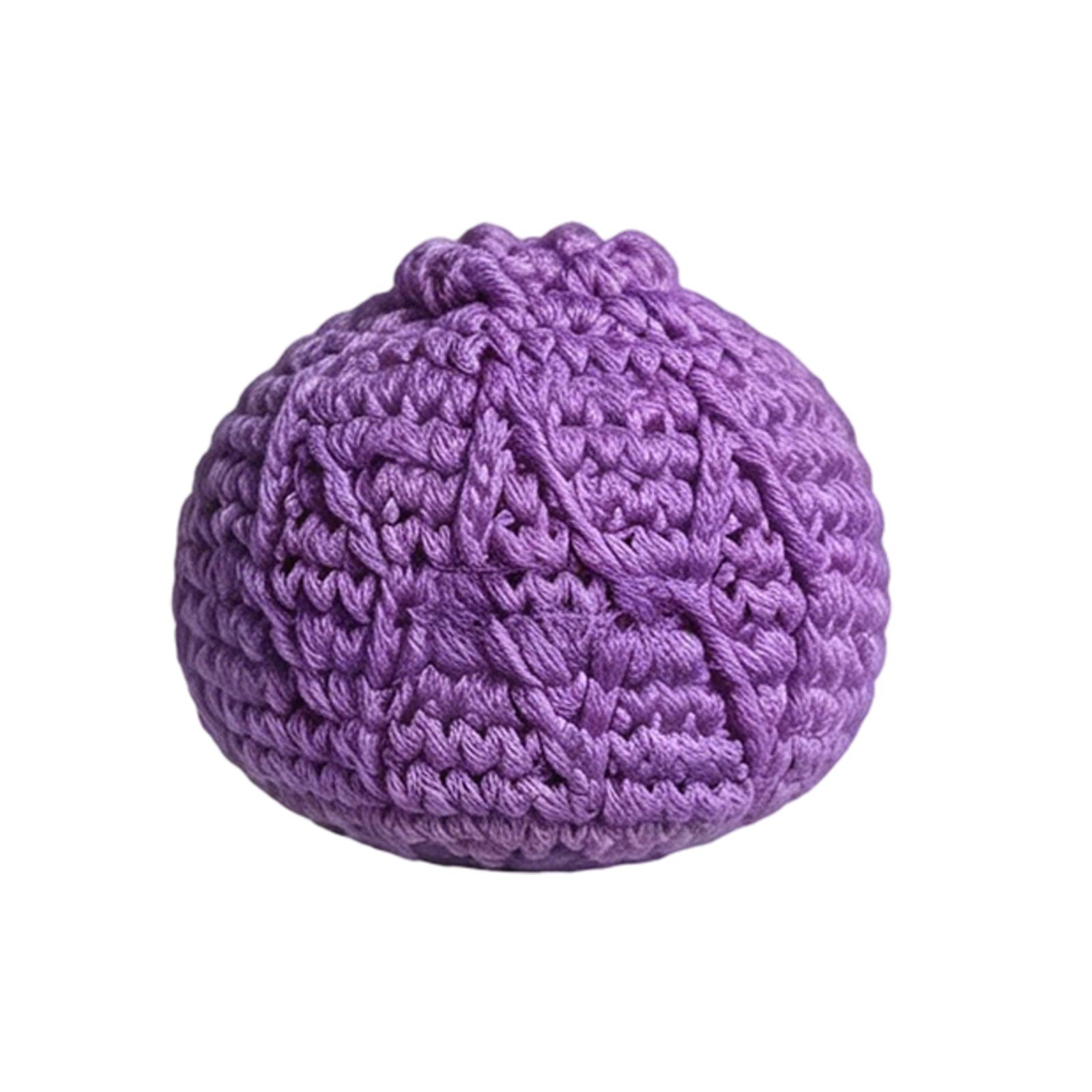 

Handmade Crochet Plush Toy Steamed Bun Soft Stuffed Squishy Squeeze Stress Relief Sensory Toy for Kids and Adults One Size фіолетовий