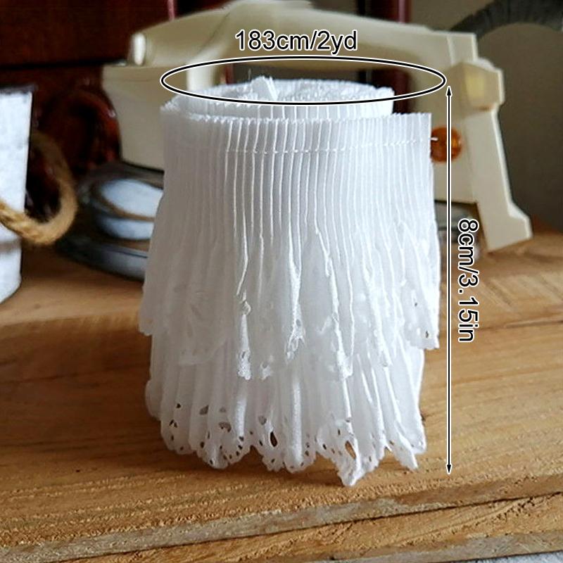 1/2Yard Dress Pleated Polyester Clothing Accessories Lace DIY Hollow Fabric Double Layer Trim Collar