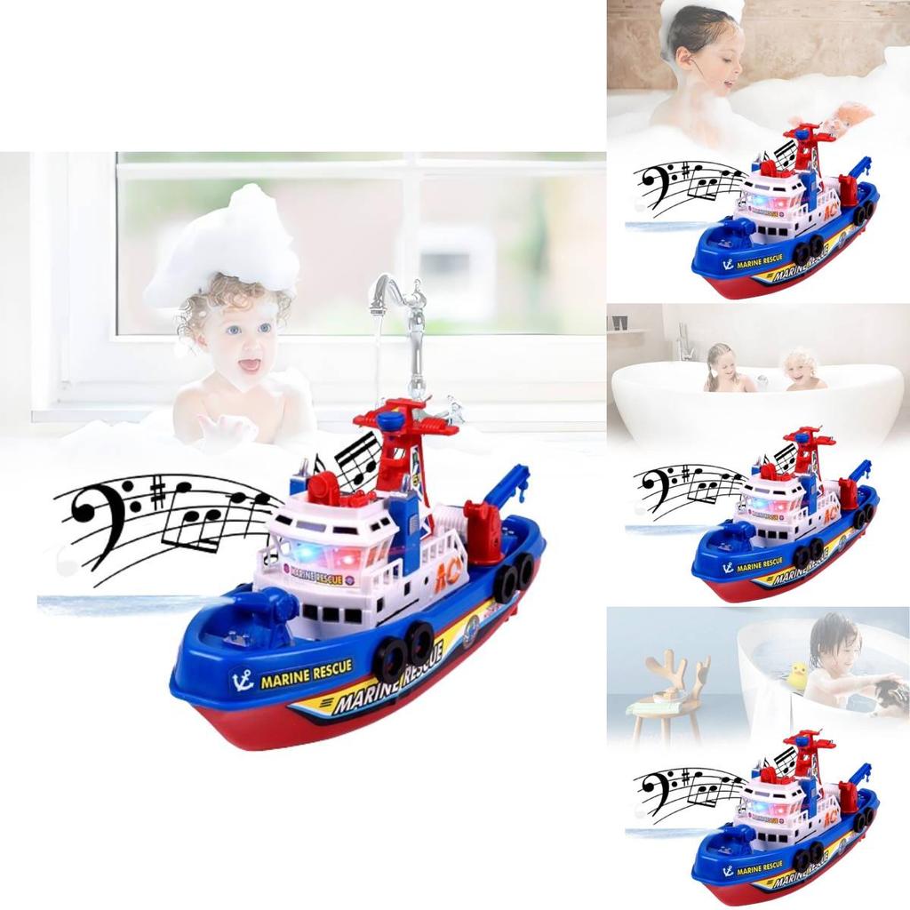 Colorful Electric Fireboat Toy For Kids With Water Spraying Music And Lights Features