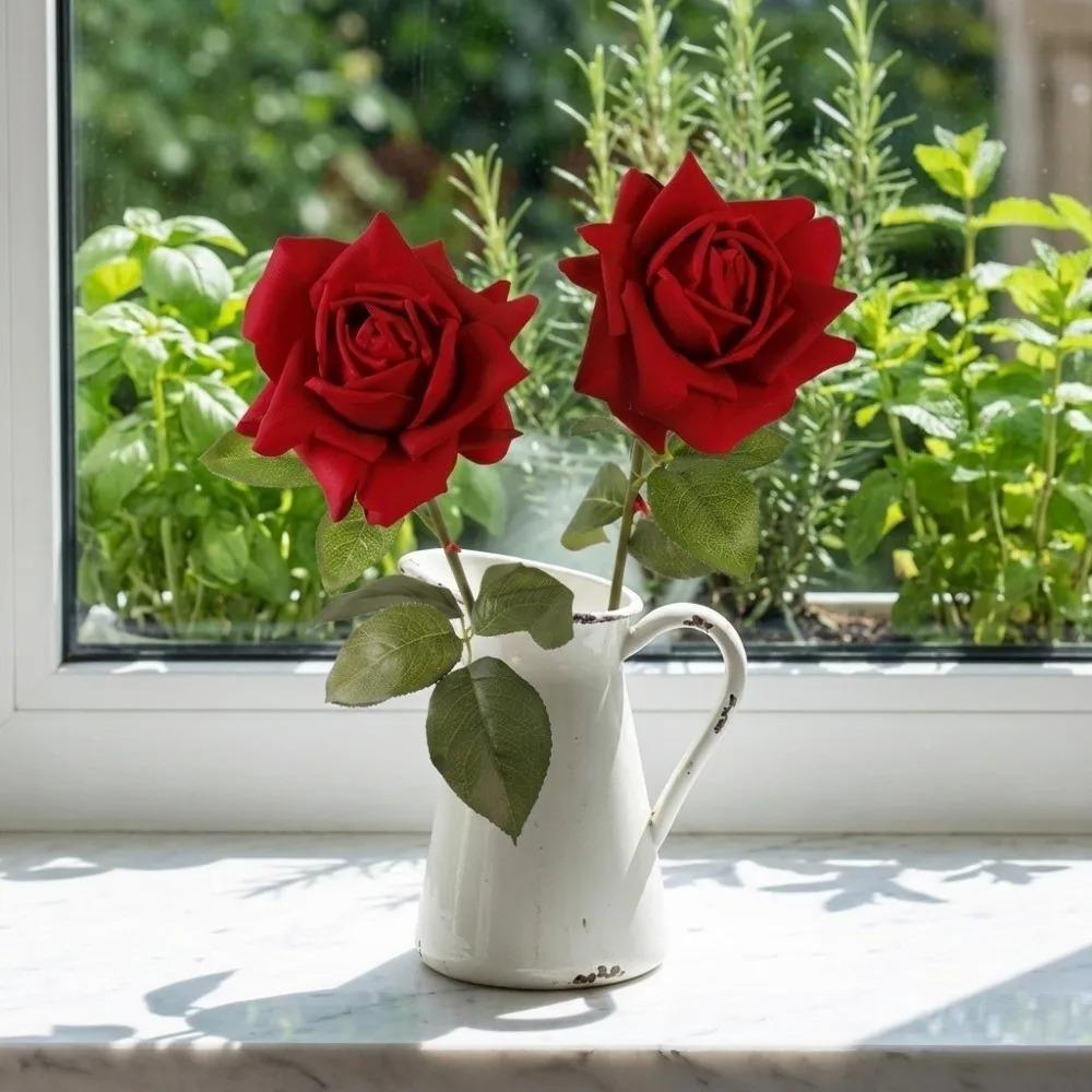 Cloth Artificial Rose Flower Iron Wire Simulation Rose Realistic Artificial Rose  Home Decoration