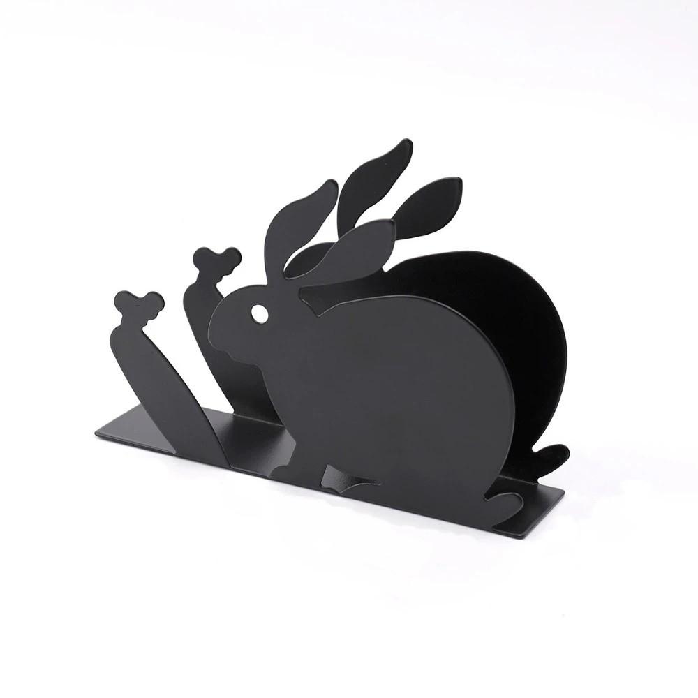 

Vertical Design Paper Towel Holder Iron Napkin Organizer Table Decoration Napkin Storage Tabletop Black Rabbit