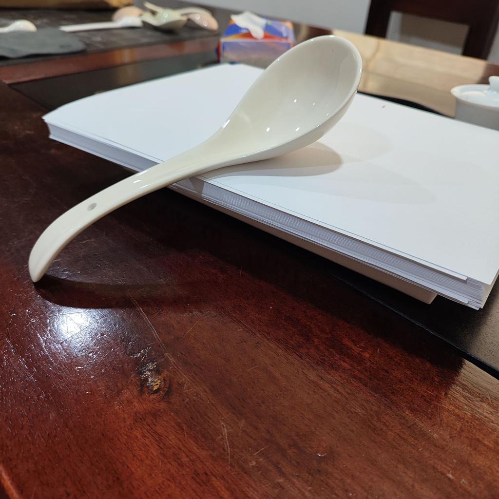Underglaze Colored Spoon Household Ceramic Large High Temperature Resistant Spoon High-End Exquisite Large Porridge Spoon Salad Spoon Feeding Rice