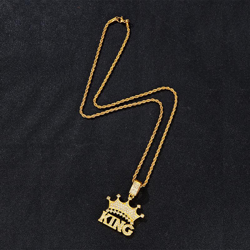 European & American Rhinestone Crown King HIPHOP Punk Pendant Accessory