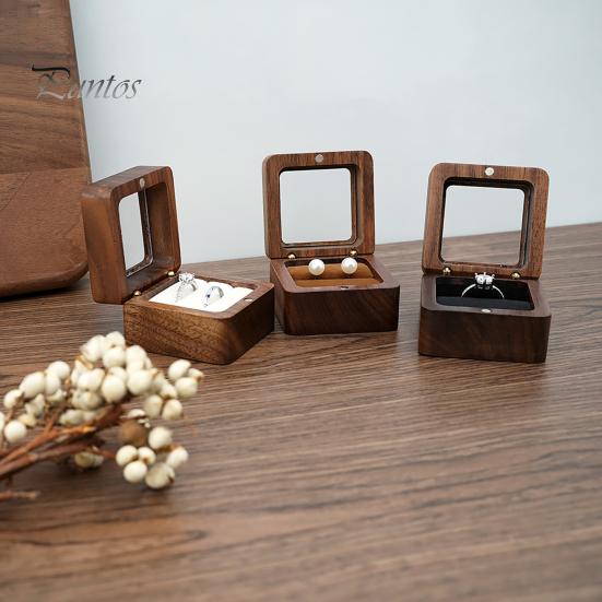Wooden Ring Gift Box Portable Wedding Engagement Proposal Ring Storage Case Multifunction Bracelet Necklace Stud Earring Jewelry Display Holder