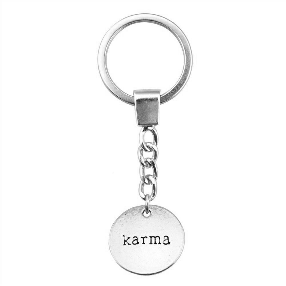 OM Symbol Letter Keychain Tags Yoga Themed Charm Key Holder 30mm Ring