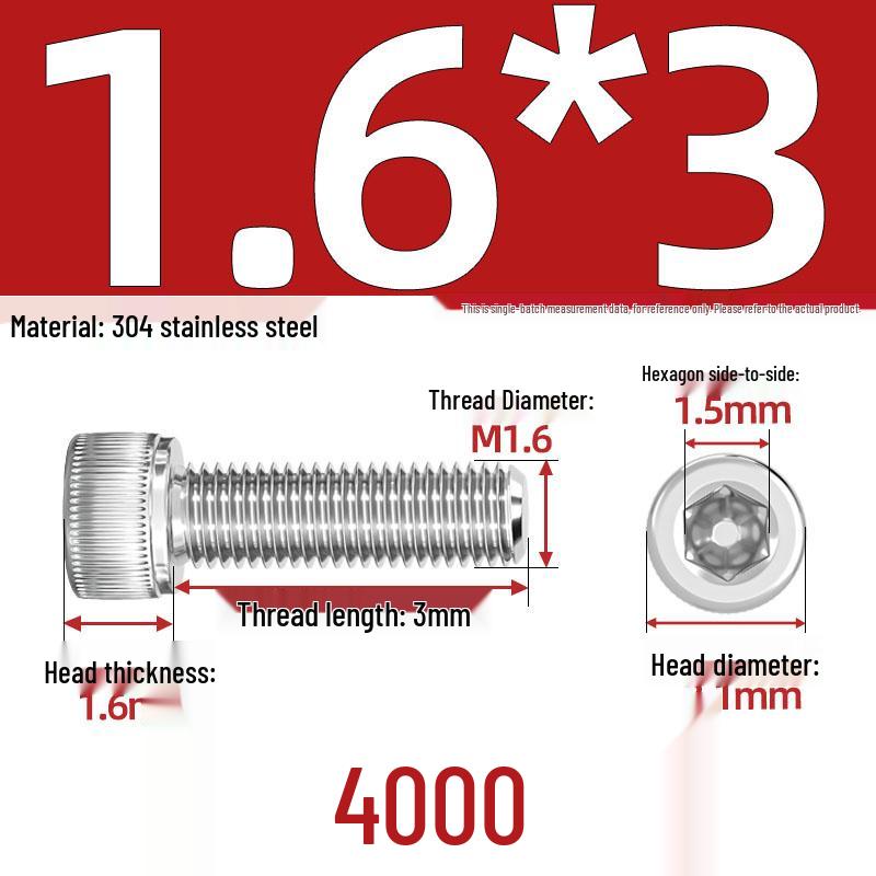 304 Stainless Steel Hex Socket Head Cap Screws, M2-M10, Extended Length