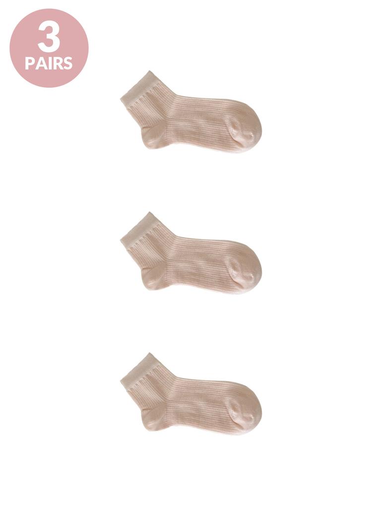 3 Pairs Women Summer Thin Mesh Socks Women Short Ssocks Student Solid Color Simple Summer Midsole Breathable Sports Socks