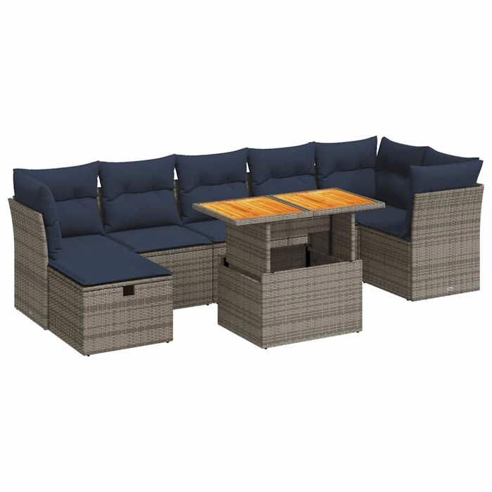 VidaXL Garden Lounge Set 8pcs with Brown Cushions Wicker Acacia, Outdoor Sofa Set, Garden Furniture, 3327985