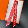 Four Seasons Ladies Twill Silk Scarf with Chain Buckle Decorative Ribbon Bag Strap Wrap Gift Present Accessory