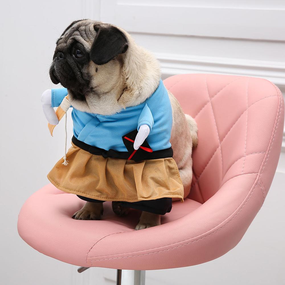 Polyester Funny Samurai Upright Pet Costume Halloween Party Cosplay Clothes Dress Up for Dog