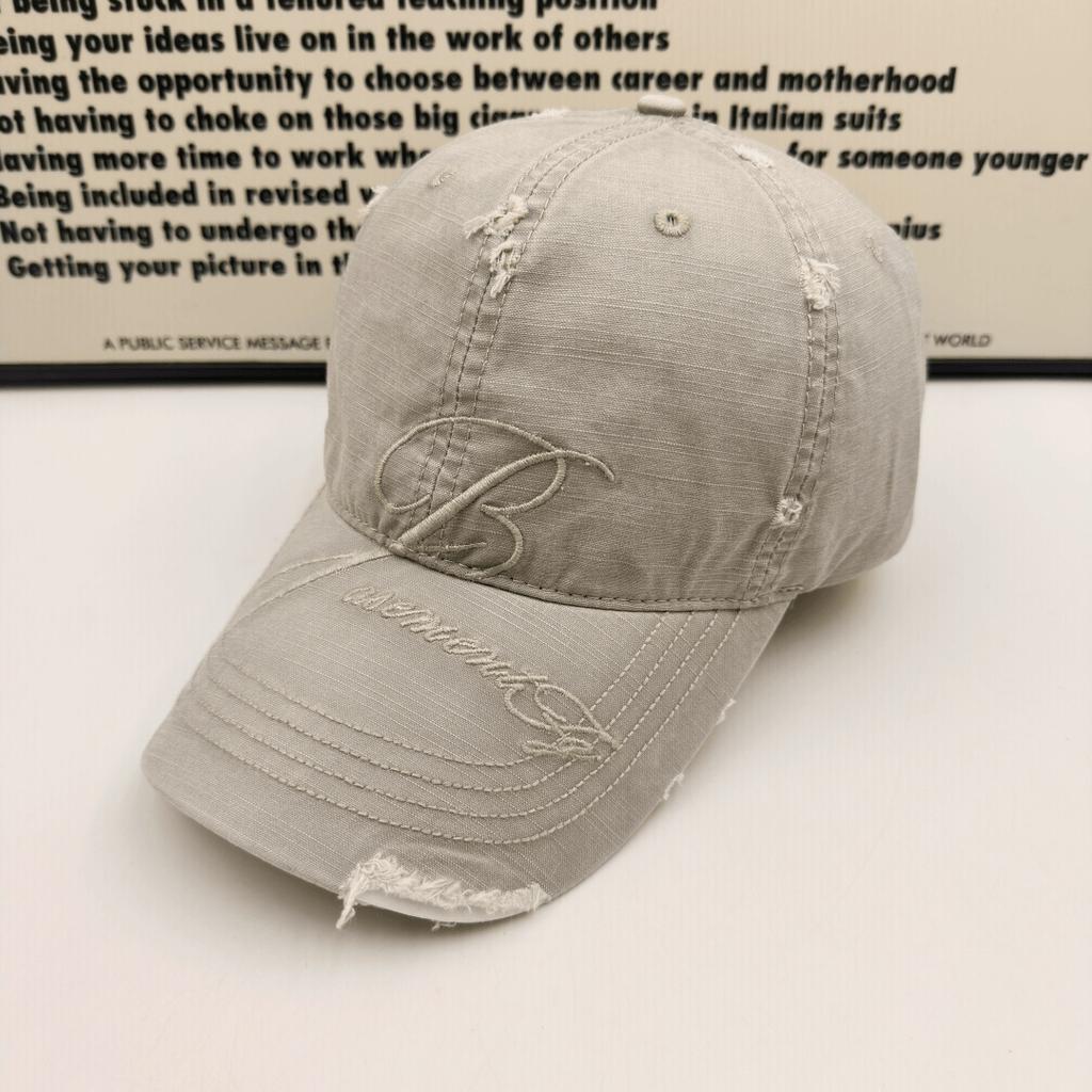 American retro washed old baseball cap embroidered B letter soft top cap men's and women's face small trendy hat