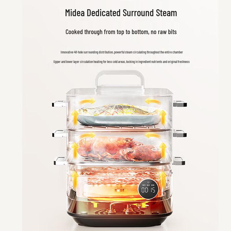 Midea 3-Layer All-Steel Electric Steamer & Hot Pot