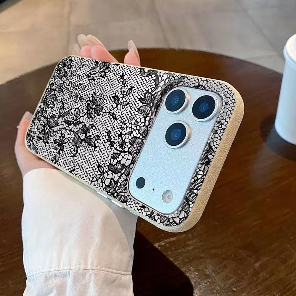 Lace Style Cool Girl Phone Case For iPhone 17 Pro Max 16 Pro 15 14 11 13 12 11 16E 17Air XR XS Lychee Textur Soft Cover