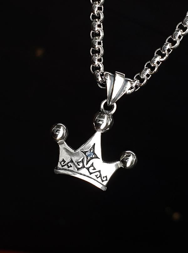 Sterlingworth Fairytale Diadem-Q Natural Stone Silver Crown Pendant