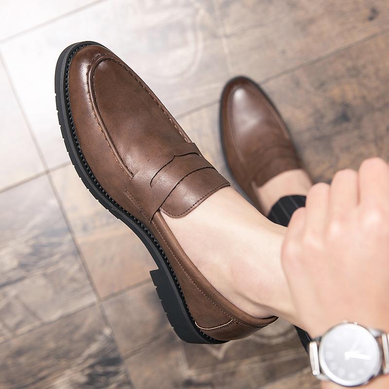 Thick Soled Pure Black Designer Adult Men's LoafersLoafers Slip-On Comfortable Casual Shoes Business Classic Penny Flats Oxfords