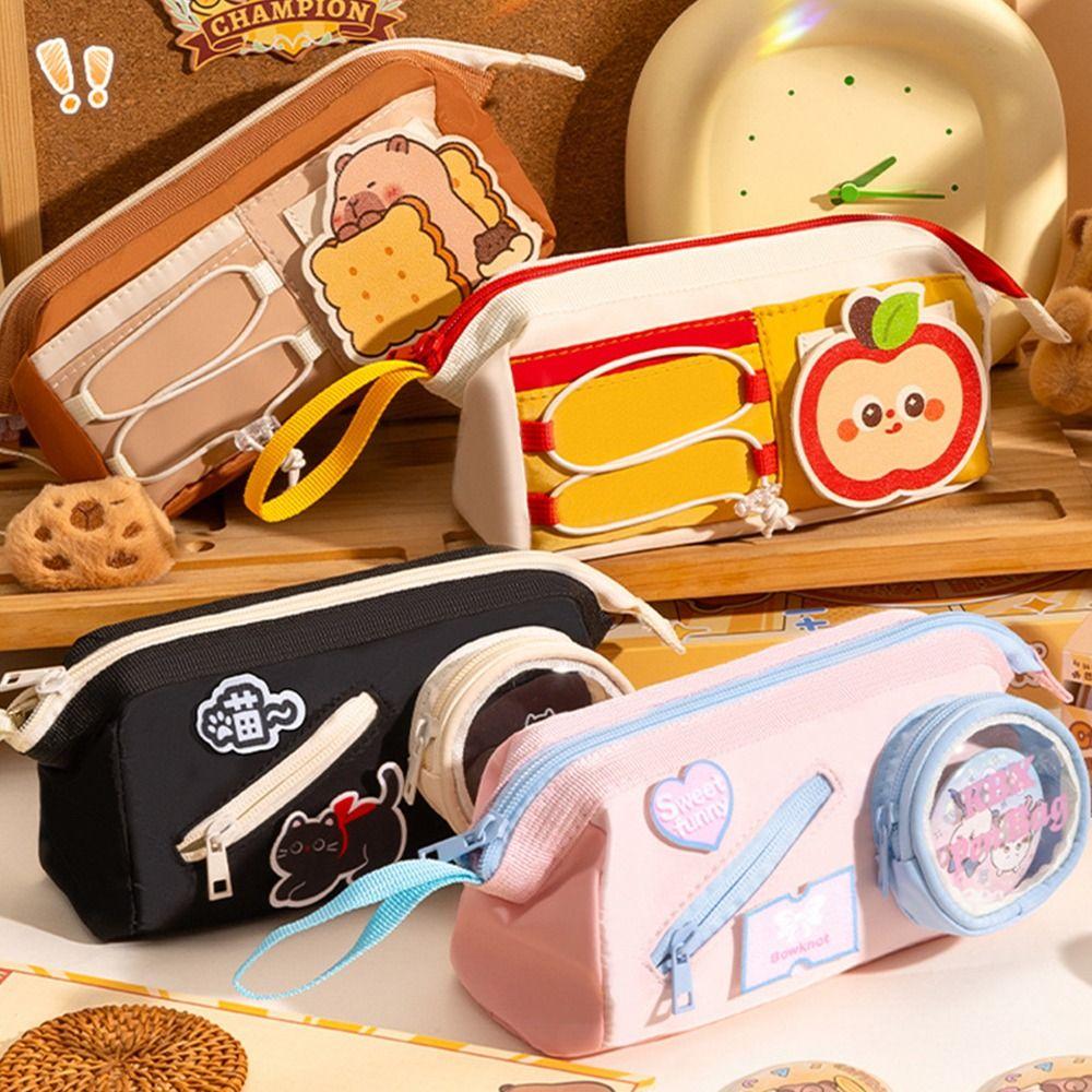 Multi Layer Pen Bag Handheld Design Stationery Bag Multifunctional Pencil Case  School Office