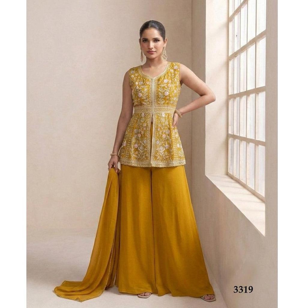 Women Star Georgette Salwar Suit Palazzo Set Indian Designer Party Wear Salwar Kameez