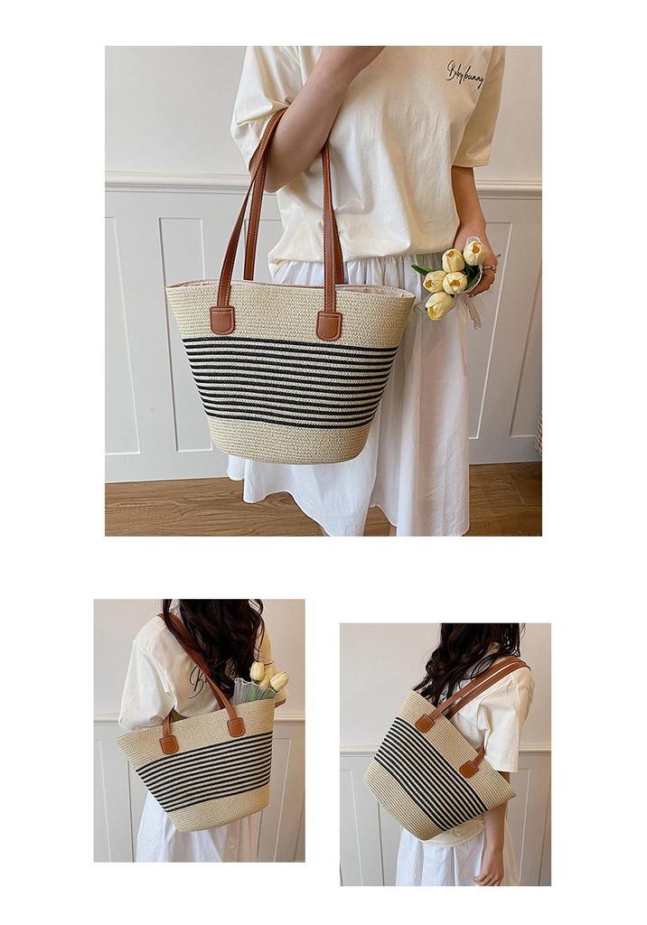 Women's Fashionable Straw Tote Bag - Large Capacity Summer Woven Bucket Bag