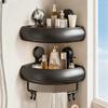 Suction Cup Shower Caddy Rustproof Space Aluminum Corner Shelf with Raised