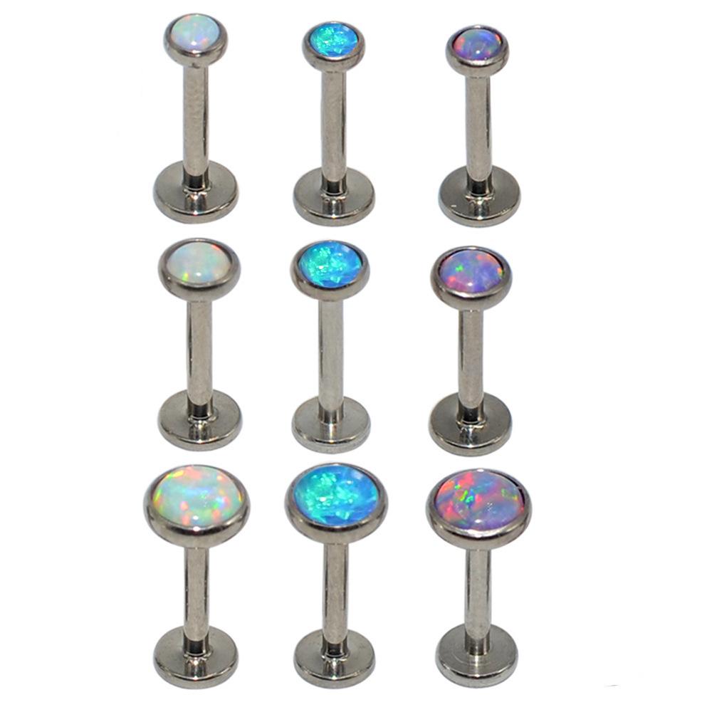 Opal Stud Earrings: Stainless  Titanium Steel Ear, Cartilage, Lip, Nose Piercing Jewelry 1.2*6*3