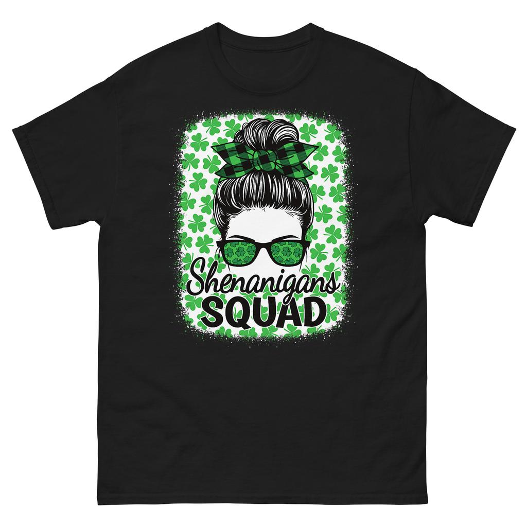 Shenanigans Squad St Patricks Day Unisex Girls Messy Bun TShirt