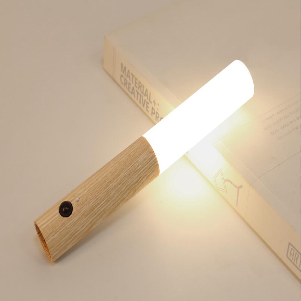 Rechargeable LED Motion Sensor Light Imitation Wood Grain Corridor Induction Wall Lamp  Bedroom