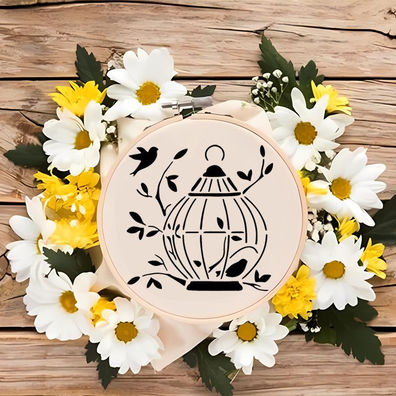Reusable Templates: 16 Pcs Birds and Flowers Painting Stencils for DIY Art, Home Decoration, Journal & Canvas Projects