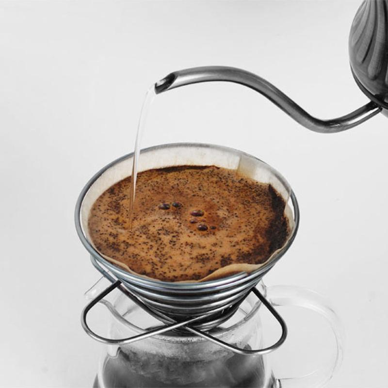 Wiederverwendbarer Kaffeefilterbecher Faltbar Tragbar Feder Mini Edelstahl Espressokocher Tropfer Für Outdoor Camping Zubehör