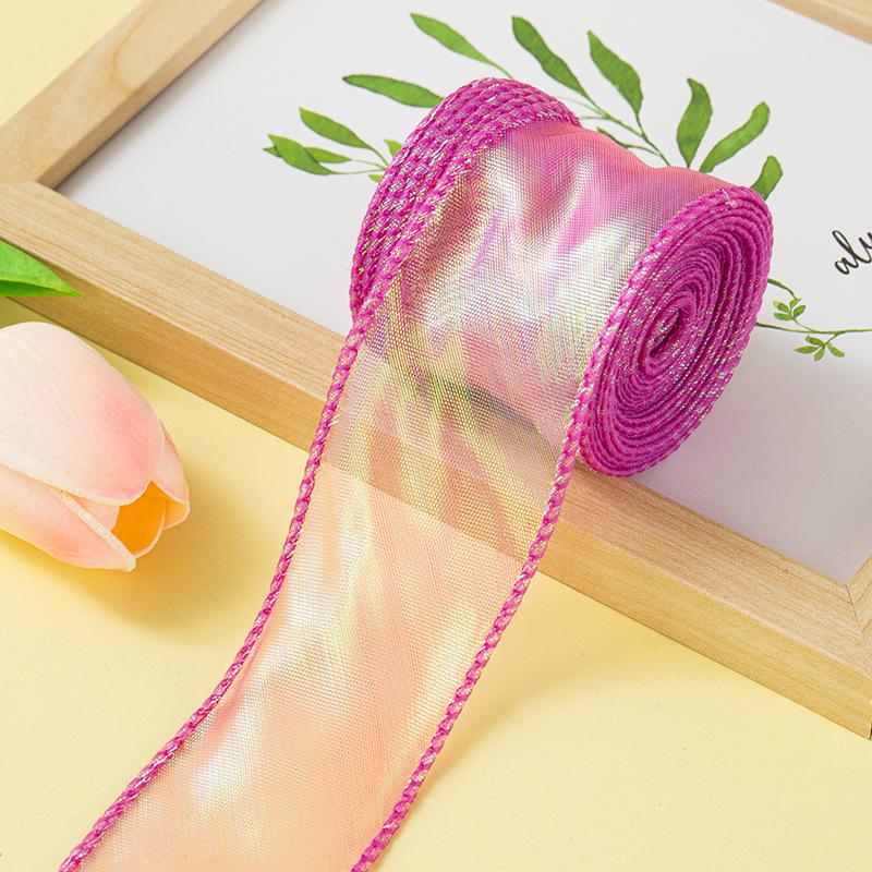 4cm x 10 Yards Iridescent Fishtail Yarn Ribbon, Polyester Lace Tulle for Floral Art & Baking.