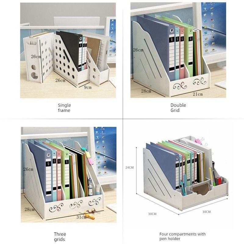 File Box Document Rack Four-Column Office Supplies Desktop Storage Basket Folder Storage Box Thickened Quadruple File Shelf