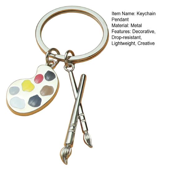 Palette & Paintbrush Keychain Pendant Creative Art Theme Keychain Portable Keychain