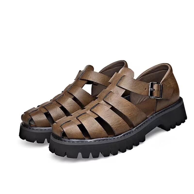 Platform Genuine Leather Sandals Outdoor Sneaker Beach Rubber Flip Flops Water Trekking Summer Men Classic Roman Sandals Slipper