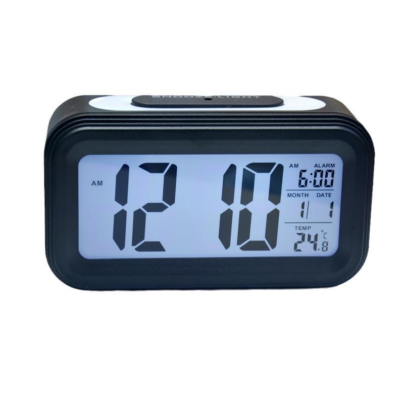 New electronic alarm clock Children's silent walking time LED intelligent photosensitive large-screen digital display luminous student wake-up alarm