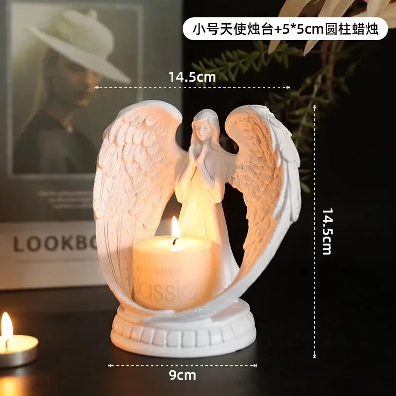European Pure White Prayer Girl Angel Candlestick Couple Romantic Gift Decoration Resin Figure Small American Statue