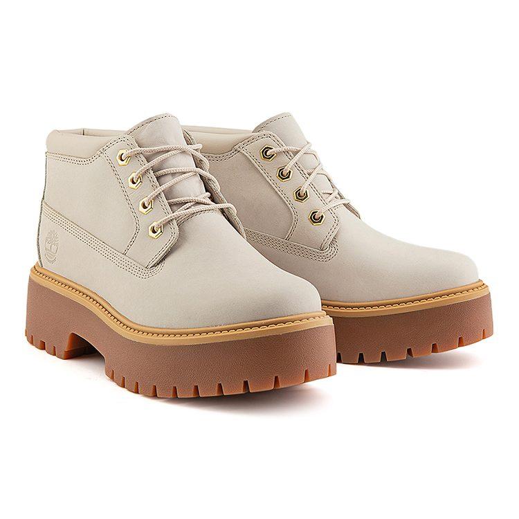 Timberland Botas Impermeables con Cordones Stone Street Mid 'Nubuck Blanco' para Mujer A64FRW