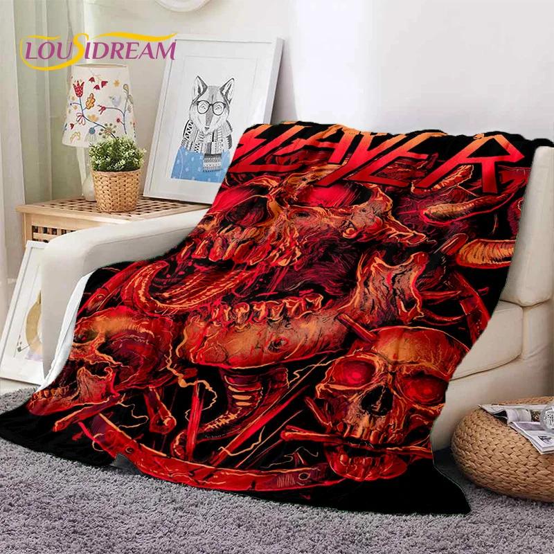 3D Rock Slayer Heavy Metal Band Soft Flannel Blankets,Throw Blanket Comfortable Blanket for Picnic Beds Sofa Home Bedroom Gifts