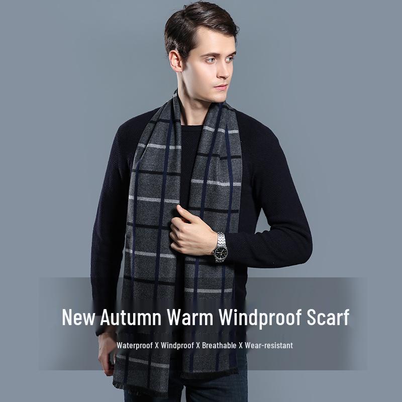 Men's Winter Plaid Imitation Cashmere Scarf - Warm, Casual Accessory