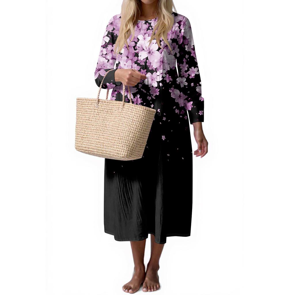 Women's Fashion Casual Sleeveless Round Neck Color Elegant Temperament Dress